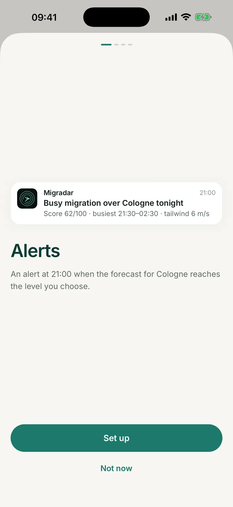 Indstilling af notifikationer i Migradar