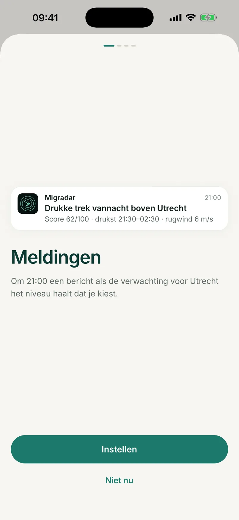 Meldingen instellen in Migradar